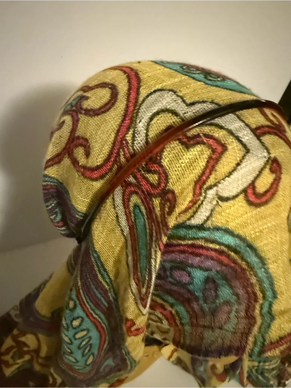 Vintage Yellow Paisley Scarf Headwrap - Stylish Women’s Accessory